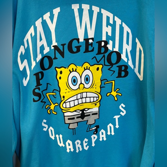 NWT SpongeBob “Stay Weird”Turquoise Sweatshirt Hoodie Size 3XL - Picture 8 of 9